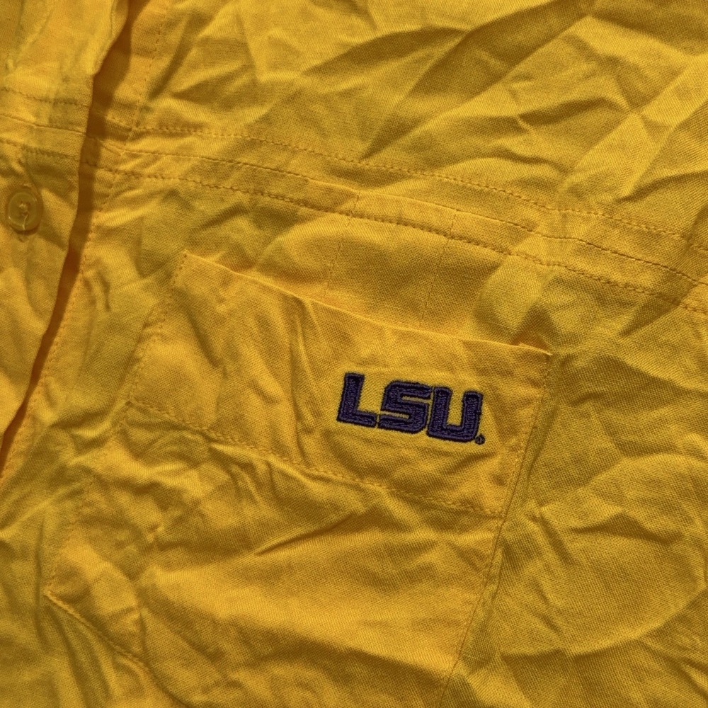UGApparel LSU Tigers Tunic Blouse Womens S Gold Pleated 3/4 Sleeve Button Shirt - Picture 3 of 11